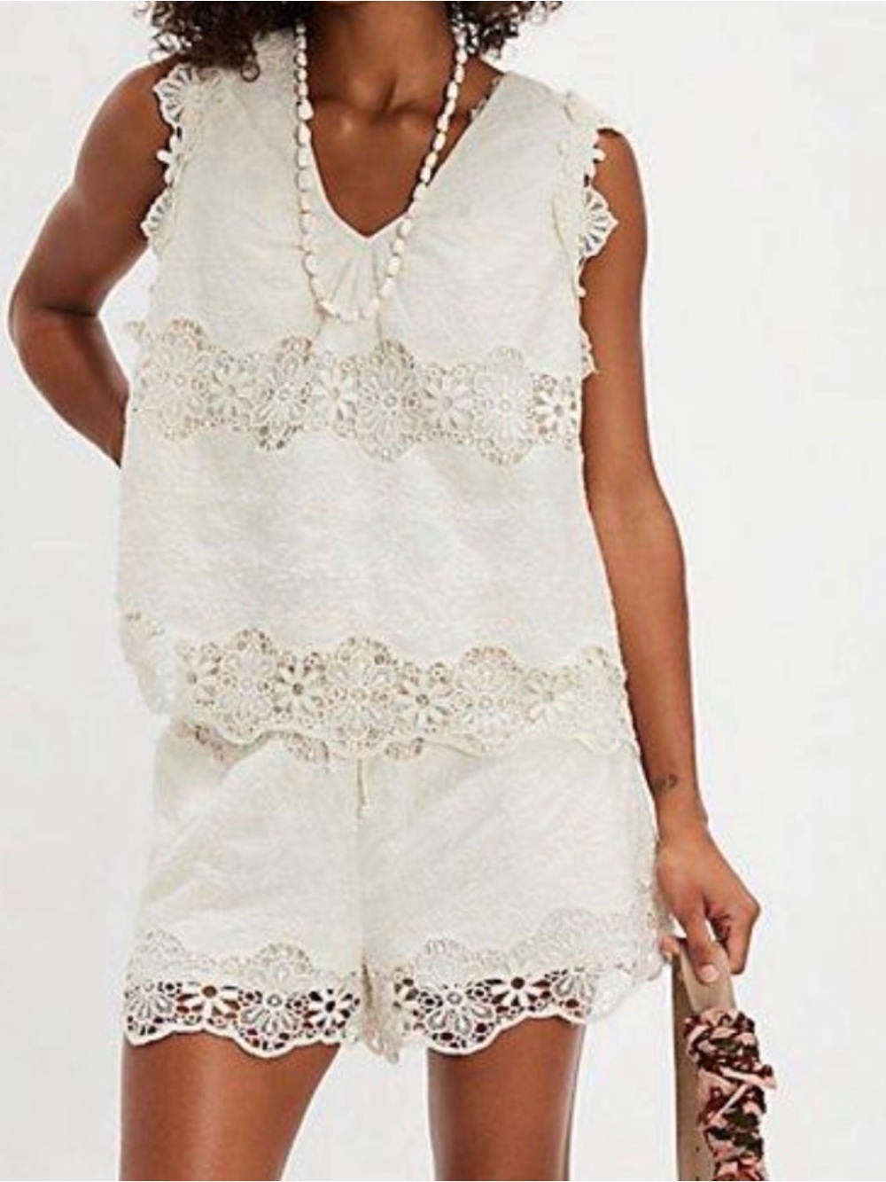 Free People Lace Ashtin Set Ivory Sz MD